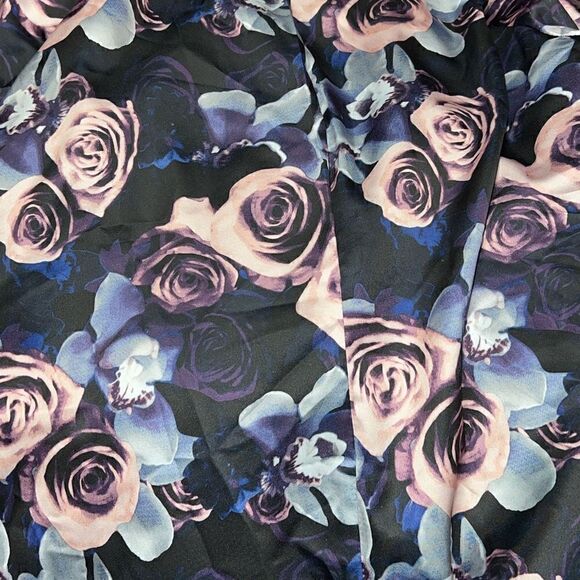 Eliza J Black Chic Faux Fur Snap Teddy Jacket Coat Floral Lined Womens Sz S - Picture 7 of 9